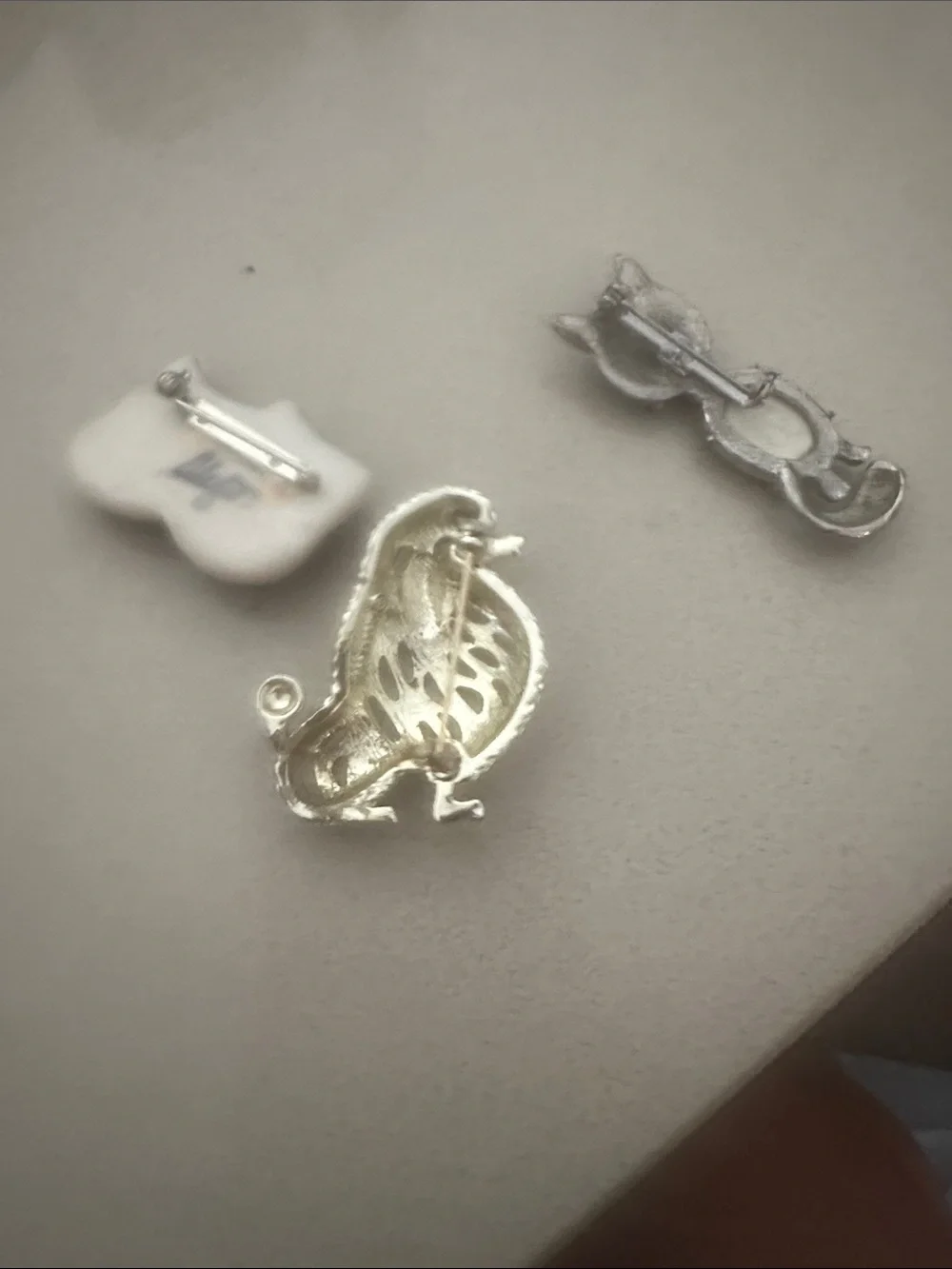 Silver Bird and White Mask Petite Pet Pins — Unbranded